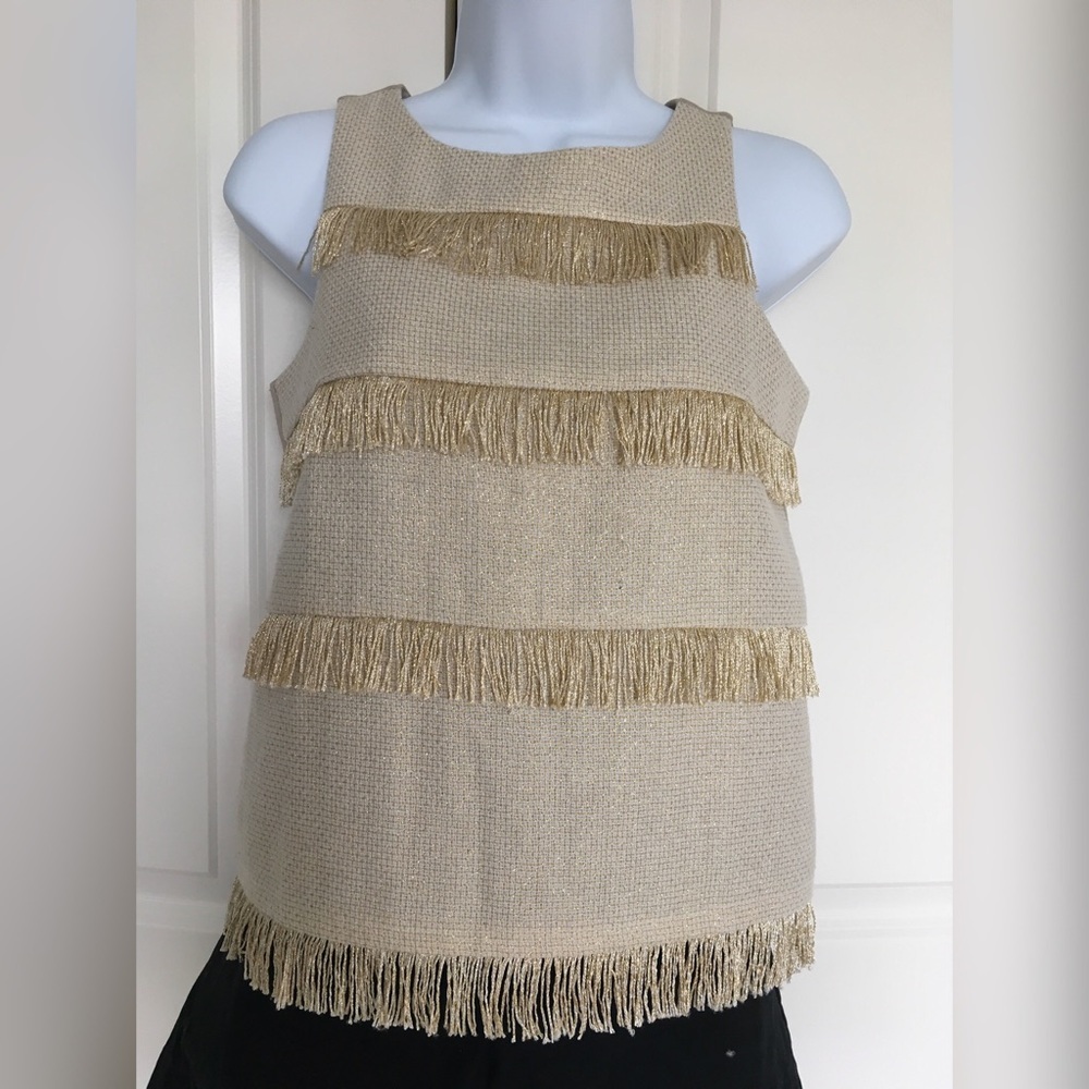 Anthro Gold Fringe Top